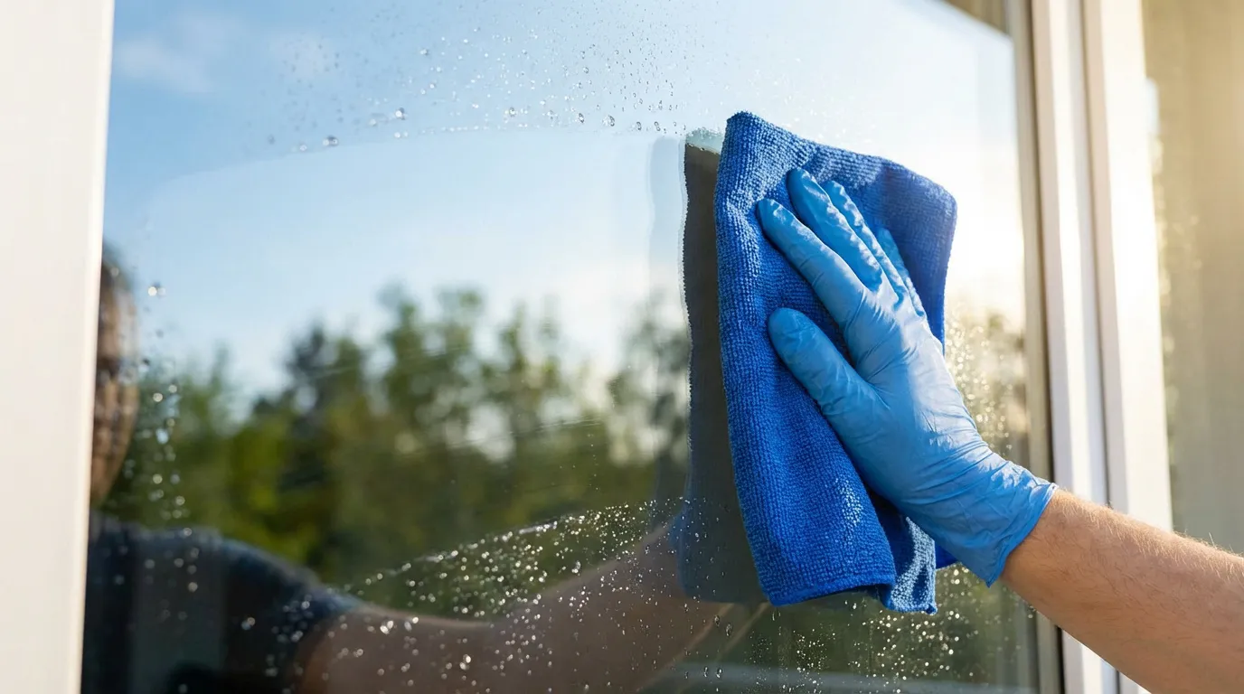 Vitres sans traces : la microfibre H2O at Home à l'eau pure