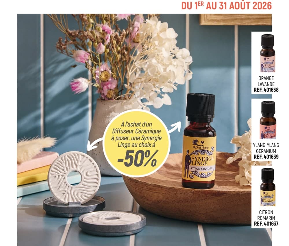 Promo Diffuseur Céramique + Synergie Linge à -50 % — dès 32,35 €