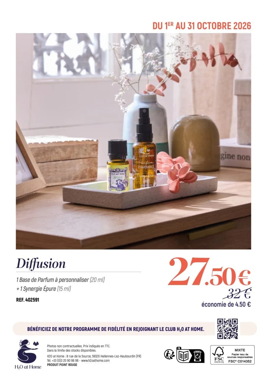 Promo Diffusion Base de Parfum + Synergie Épure — 27,50 € au lieu de 32 €