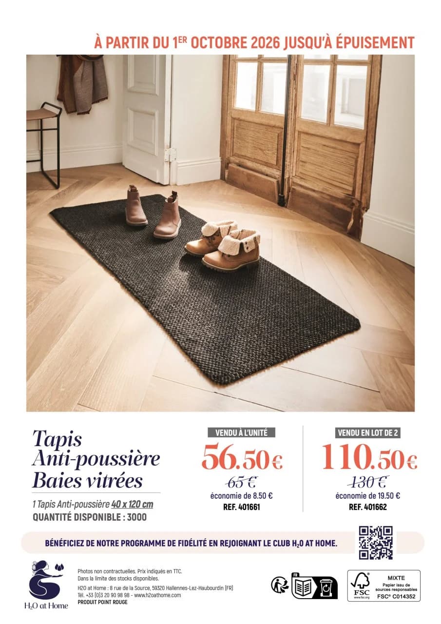 Promo Tapis Anti-poussière Baies vitrées — 56,50 € au lieu de 65 €